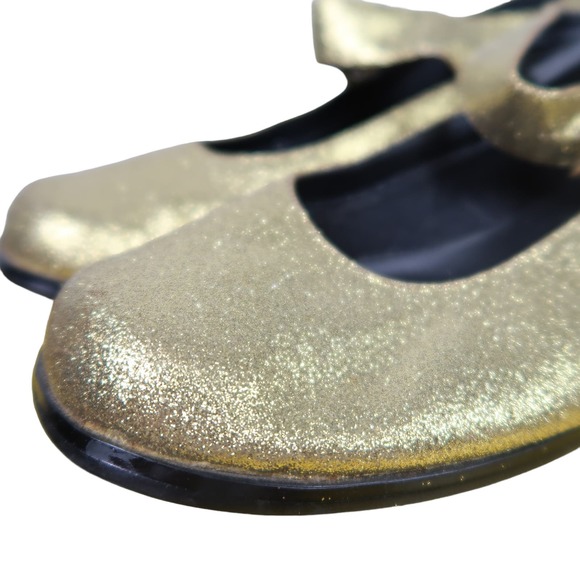 Vintage 90s Hush Puppies gold glitter mary-jane strap heeled shoes 5 - Picture 6 of 9